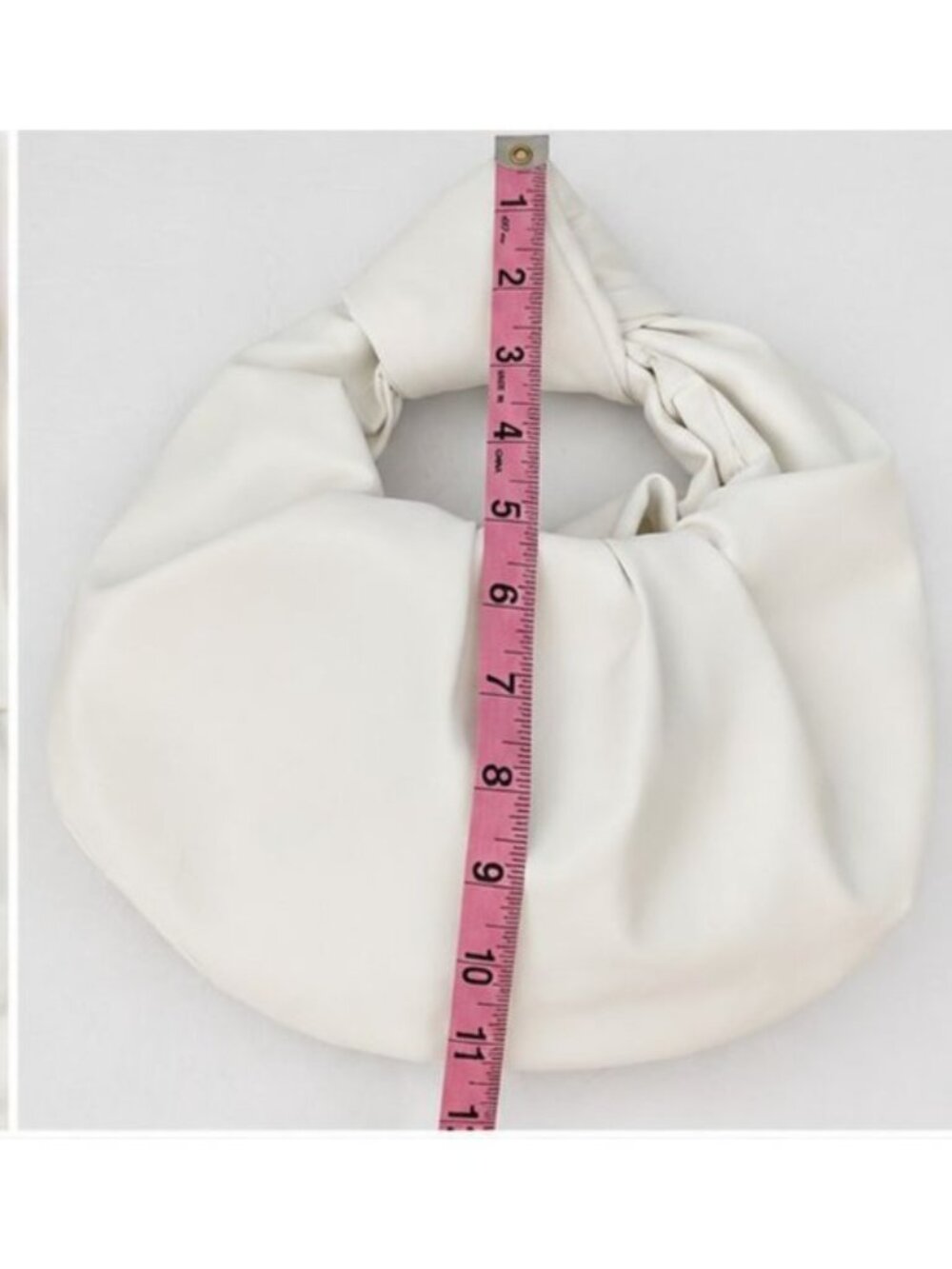 Soft Ivory Ruched Knot Shoulder Bag Minimalist Slouchy Cloud Handbag Faux Leathe - Picture 5 of 6